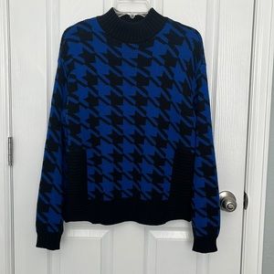 Nine West cobalt and black houndstooth sweater.  Medium